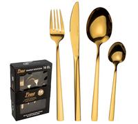 KARL HAUSMANN Set Posate 16 Pezzi per 4 Persone - Servizio Posate per 4 Persone - Acciaio Inox 18/0 - Elegante Design - Set Posate 4 Persone per Cena Speciale - Moderne - Oro