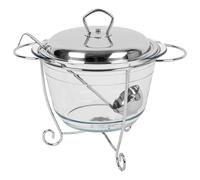 KARL HAUSMANN Zuppiera Vetro 3,9 L con Coperchio, Supporto e Mestolo | Per mantenere caldi cibi già caldi: vetro temperato 3,9 L, coperchio inox, supporto tealight; pirofila adatta al forno