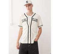 Karl Kani - Camicia da baseball bianco sporco a maniche corte con bottoni e logo 71-79 CM