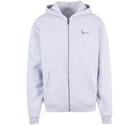 Karl Kani - Essential - Felpa con cappuccio grigio cenere con firma e zip in coordinato XL