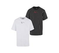 Karl Kani Herren KM222-101-1 KK 2-Pack Pinstripe + Essential Tee S Black/White