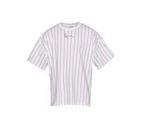 Karl Kani Herren KM232-033-2 KK Small Signature Boxy Heavy Jersey Pinstripe Tee S White/Red