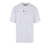 Karl Kani Herren KM242-004-4 Small Signature Logo Prinstripe Tee L White/Black