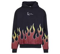 Karl Kani KM233-005-2 KK Small Signature Flame Os Felpa con cappuccio da uomo, Nero , M plus