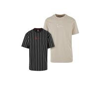Karl Kani KM241-076-3 Small Signature Essential Tee - Confezione da 2 pinstripe, Black/Off White, M plus