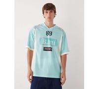 Karl Kani - Maglia oversize azzurra color block-Blu 101-109 cm