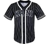 Karl Kani Serif Pinstripe - Maglia da baseball in jersey (DE/NL/SE/PL, alfanumerica, S, Regular, Black), Nero , S