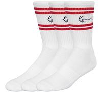 Karl Kani Signature Stripe Socks Calzini Confezione da 3, Bianco / Rosso, 39-42