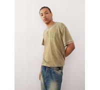 Karl Kani - T-shirt verde oliva dévoré con logo M