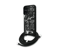 KARL LAGERFELD a tracolla con logo effetto grana CUSTODIA PER SMARTPHONE per Apple Universale, Nero