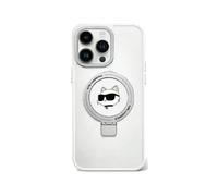 Karl Lagerfeld Anello Stand Choupette Head MagSafe Custodia rigida KLHMP15LHMRSCHH, Bianco - iPhone 15 Pro