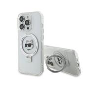 Karl Lagerfeld Anello Stand Choupette Head MagSafe Custodia rigida KLHMP15XHMRSCHH, Bianco - iPhone 15 Pro Max