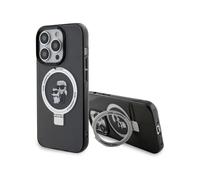 Karl Lagerfeld Anello Stand Karl & Choupette Custodia MagSafe, Nero - iPhone 15 Pro