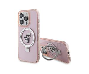 Karl Lagerfeld Anello Stand Karl & Choupette Custodia MagSafe, rosa - iPhone 15 Pro
