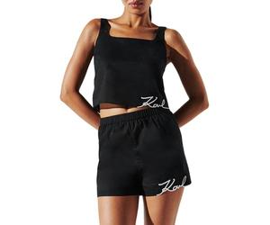Karl Lagerfeld B.V Crop Karl Signature Cross Top, Nero, XS Donna