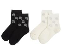 KARL LAGERFELD B.V Ikon Rhinestone Sock (2 Pack) Calzini Casual, Nero/Crema, Taglia Unica (Pacco da 2) Donna