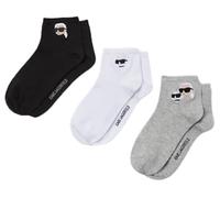 Karl Lagerfeld B.V Ikon Short Socks (3 Pack) Calzini Multi Pack, Nero/Bianco/Grigio, 39-42 Donna