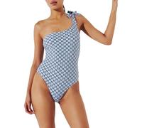 Karl Lagerfeld B.V Tuta Monogram Tie Cheeky Swimsuit, Karl Lagerfeld all Over Print Blue Mid Indigo, M Donna