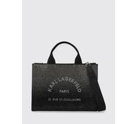 KARL LAGERFELD Borsa a mano in cotone con logo e applicazioni di strass all-over OS Nero