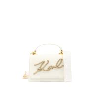 Karl Lagerfeld borsa in ecopelle saffiano con logo gioiello panna