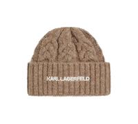KARL LAGERFELD Cappello in lana con trecce e logo color caramello