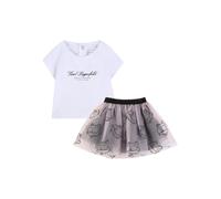 Karl Lagerfeld completo neonata T-shirt e gonna in tulle bianco rosa