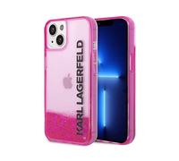 KARL LAGERFELD Cover Custodia per Apple iPhone 14 Plus, Rosa trasparente con glitter rosa