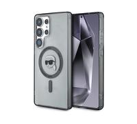 KARL LAGERFELD Cover Custodia per Samsung Galaxy S25 Ultra, Trasparente con dettagli grigio scuro