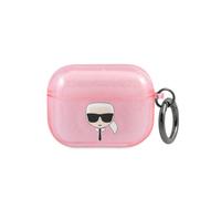 Karl Lagerfeld, Cover per AirPods 3 Glitter Chic in TPU alta qualità, Rosa