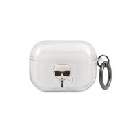 Karl Lagerfeld, Cover per AirPods Pro Glitter Chic in TPU alta qualità, Argento