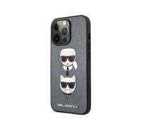 Karl Lagerfeld, Cover per iPhone 13 Pro Saffiano Karl & Choupette, Grigio