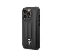 Karl Lagerfeld, Cover per iPhone 14 Pro PU Puffy Ikonik Pins, Nero