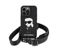 Karl Lagerfeld Crossbody Custodia rigida in silicone Ikonik KLHCP15SSCBSKNK, Nero - iPhone 15