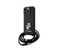 Karl Lagerfeld Crossbody Saffiano Metal Pin Karl & Choupette Case, Nero - iPhone 15 Pro