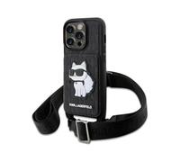 Karl Lagerfeld Crossbody Saffiano Monogram Choupette Hardcase KLHCP14LCSAKHPCK, Nero - iPhone 14 Pro