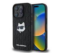 Karl Lagerfeld Custodia compatibile con iPhone 16 Pro Max Back Cover Case - Monogram choupette Head - Nero (iPhone 16 Pro Max)