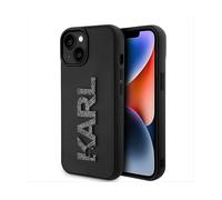 Custodia Karl Lagerfeld in gomma 3D Glitter Logo Nero - iPhone 15