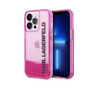 KARL LAGERFELD Custodia Cover per Apple iPhone 14 Pro, Rosa trasparente con glitter fucsia
