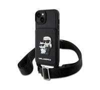 Karl Lagerfeld Custodia Crossbody Saffiano Karl & Choupette, Nero - iPhone 14