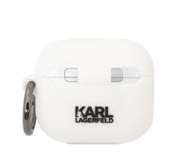 Karl Lagerfeld, custodia in silicone AirPods 3 Karl Head 3D lusso antiurto, bianco