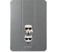 Karl Lagerfeld, custodia per iPad Pro 12,9 pollici 2020/2021 motivo Saffiano Karl & Choupette, grigio