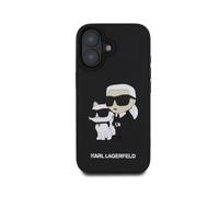 Karl Lagerfeld, Custodia per iPhone 16 3D Karl e Choupette rinforzata, Nero