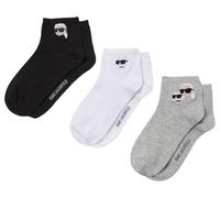 Karl Lagerfeld B.V Ikon Short Socks (3 Pack) Calzini Multi Pack, Nero/Bianco/Grigio, 35-38 Donna