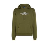 KARL LAGERFELD, FELPA CON CAPPUCCIO DA UOMO, MODELLO REGULAR FOIL, CON LOGO, COLORE VERDE EDERA, TAGLIA S