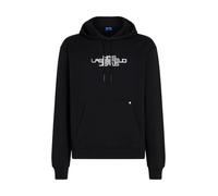 KARL LAGERFELD, FELPA CON CAPPUCCIO DA UOMO, MODELLO REGULAR FOIL, CON LOGO, NERA, TAGLIA S