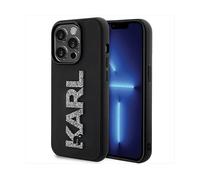 Karl Lagerfeld KLHCP15X3DMBKCK - Custodia rigida per iPhone 15 Pro Max 6,7", con logo 3D in gomma e glitter