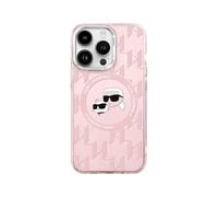 Karl Lagerfeld IML KL Pattern Karl & Choupette Head MagSafe Custodia compatibile per iPhone 16 Pro/Pro Max (rosa, Pro)