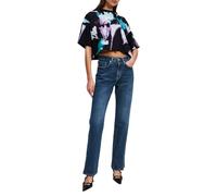Jeans Karl Lagerfeld, Donna, Denim Dritto A Vita Alta Con Spacco, Gamba Dritta, Blu Scuro Lavato, 2430