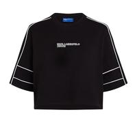 Karl Lagerfeld Jeans Donna Relaxed Cropped Piping T-Shirt Black XS