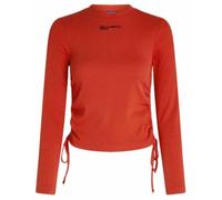 KARL LAGERFELD JEANS Donna Ruched Ribbed Top Rosso di Pompei M